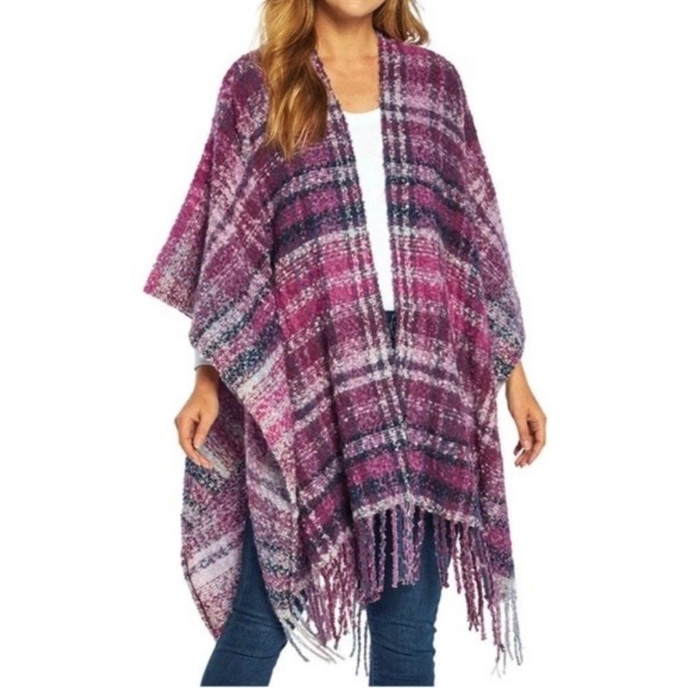NWT Woolrich soft purple open blanket wrap poncho size OS